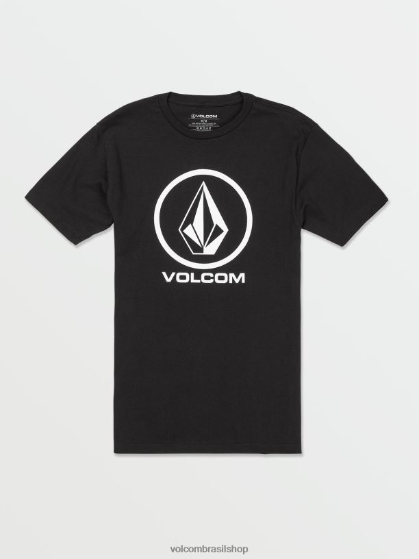 br Volcom homens roupas camiseta de manga curta pedra nítida preto 88NNJ102