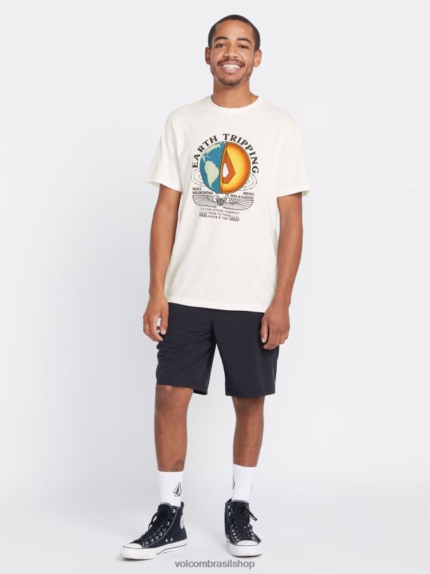 br Volcom homens roupas camiseta de manga curta seção fazenda em fio off white 88NNJ26