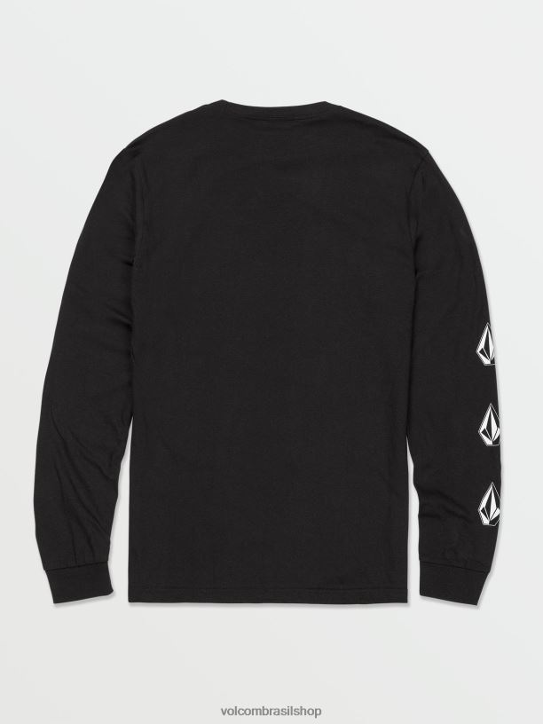 br Volcom homens roupas camiseta de manga longa com pedra icônica preto 88NNJ75