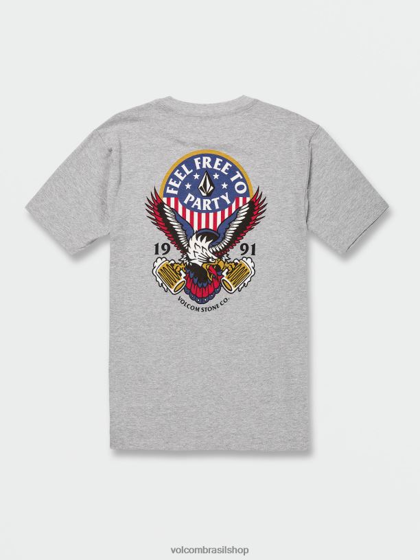 br Volcom homens roupas camiseta manga curta freedomeagle urze cinza 88NNJ10
