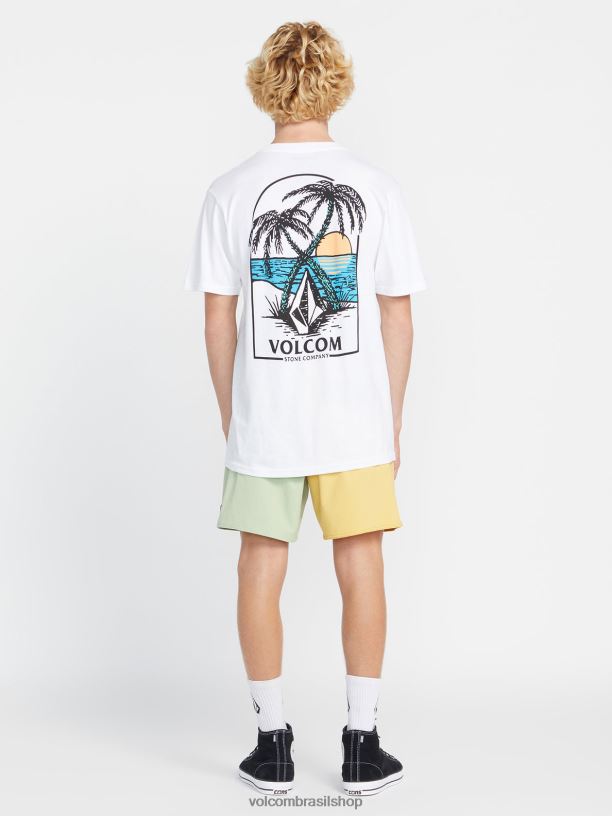 br Volcom homens roupas camiseta manga curta glassy daze branco 88NNJ20