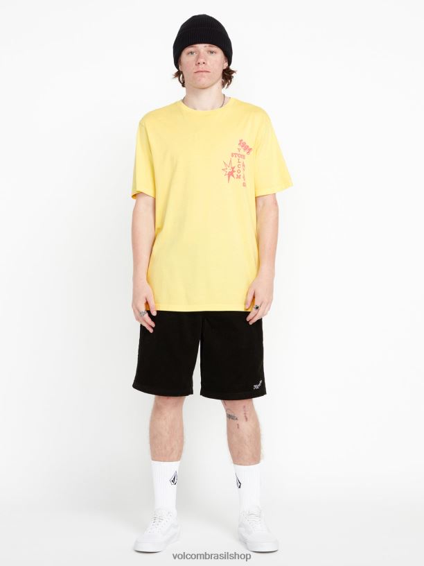 br Volcom homens roupas camiseta manga curta heavy living Flash amarelo 88NNJ68