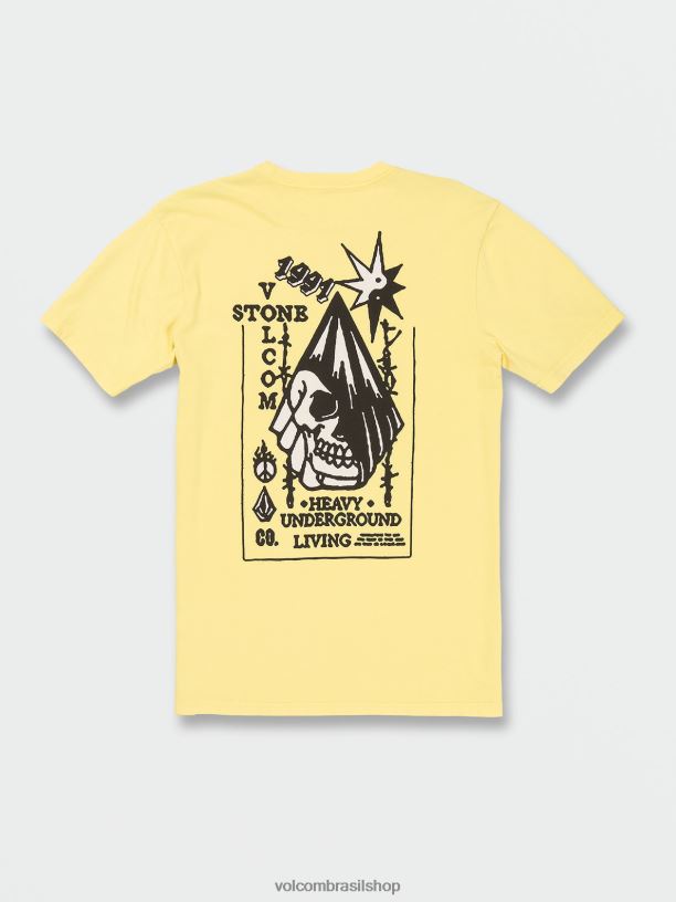 br Volcom homens roupas camiseta manga curta heavy living Flash amarelo 88NNJ68