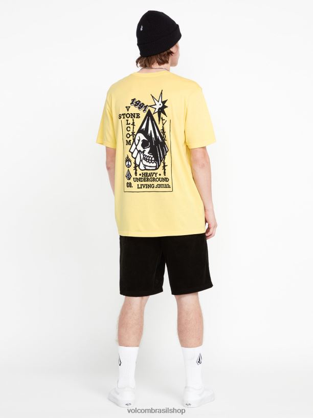 br Volcom homens roupas camiseta manga curta heavy living Flash amarelo 88NNJ68