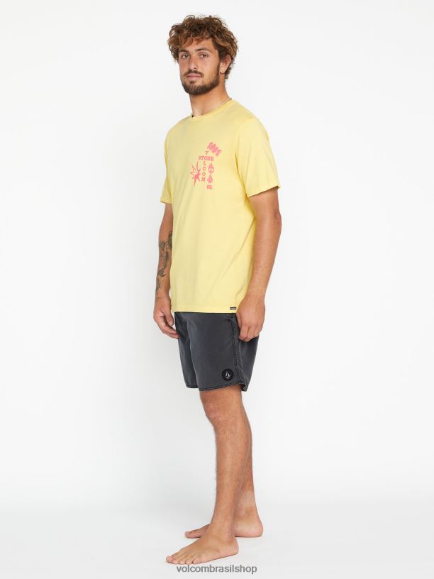 br Volcom homens roupas camiseta manga curta heavy living Flash amarelo 88NNJ68