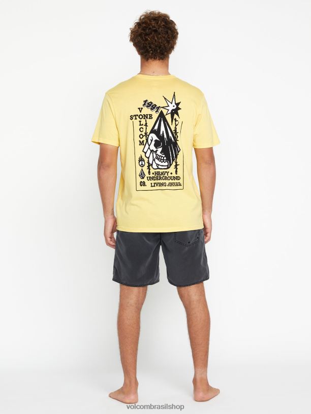 br Volcom homens roupas camiseta manga curta heavy living Flash amarelo 88NNJ68