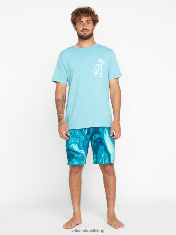 br Volcom homens roupas camiseta manga curta heavy living cali urze azul 88NNJ90