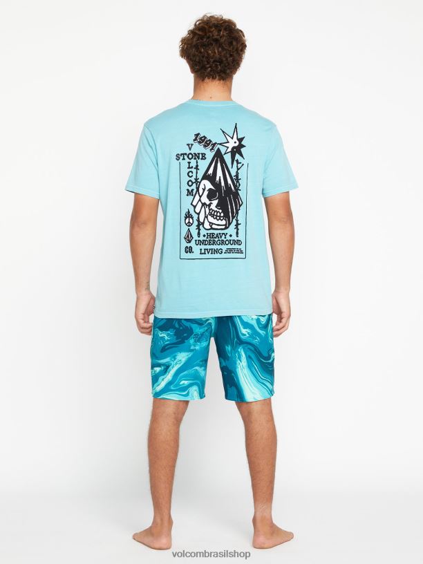 br Volcom homens roupas camiseta manga curta heavy living cali urze azul 88NNJ90