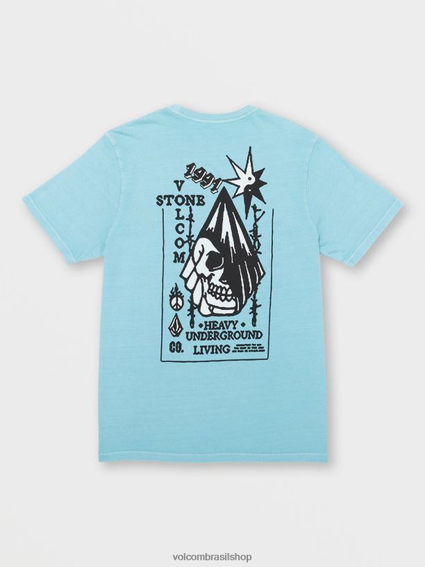 br Volcom homens roupas camiseta manga curta heavy living cali urze azul 88NNJ90