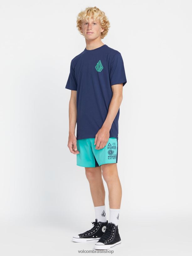 br Volcom homens roupas camiseta manga curta iron91 propriedade azul 88NNJ55