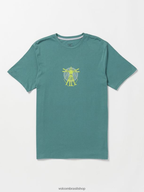 br Volcom homens roupas camiseta manga curta utópica serviço azul 88NNJ53