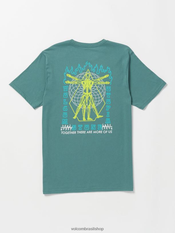 br Volcom homens roupas camiseta manga curta utópica serviço azul 88NNJ53