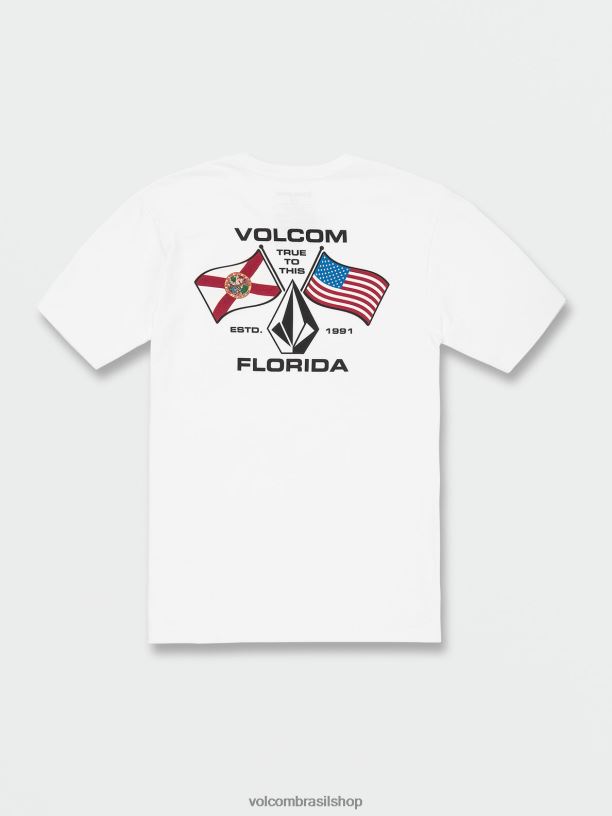 br Volcom homens roupas floridaflag camiseta manga curta branco 88NNJ73