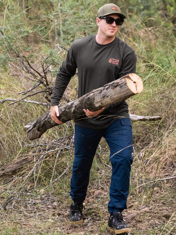 br Volcom homens roupas roupa de trabalho camiseta de manga longa preto 88NNJ111