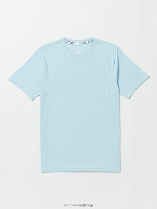 br Volcom homens roupas t-shirt de bolso de manga curta sólida azul eneovado 88NNJ13
