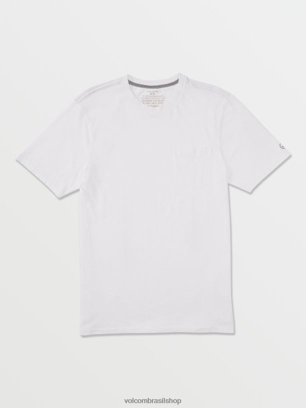 br Volcom homens roupas t-shirt de bolso de manga curta sólida branco 88NNJ110
