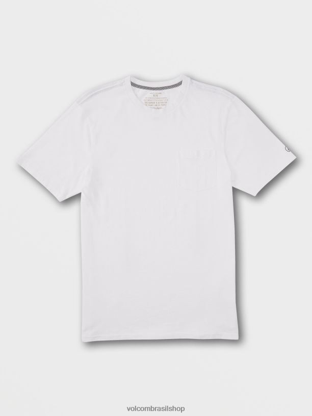 br Volcom homens roupas t-shirt de bolso de manga curta sólida branco 88NNJ110
