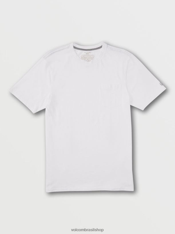 br Volcom homens roupas t-shirt de bolso de manga curta sólida branco 88NNJ123