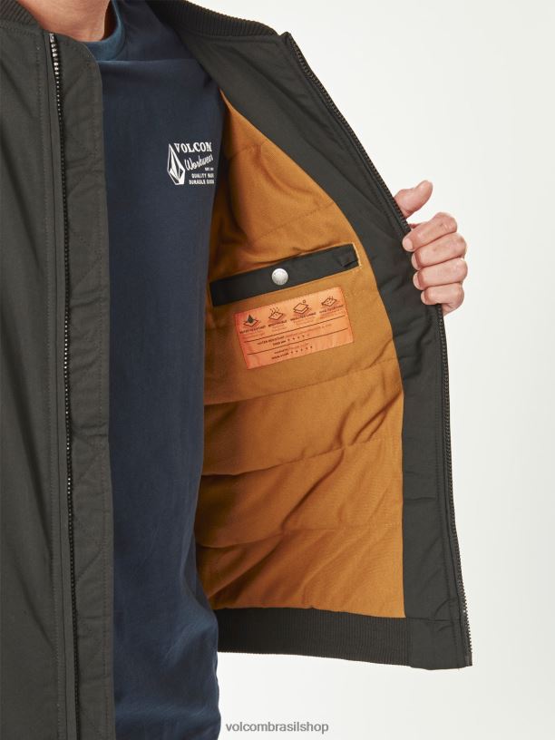 br Volcom homens roupas jaqueta de trabalho preto 88NNJ191