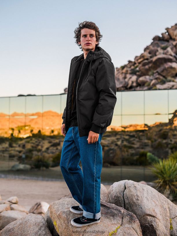 br Volcom homens roupas jaqueta hernan 5k preto 88NNJ199