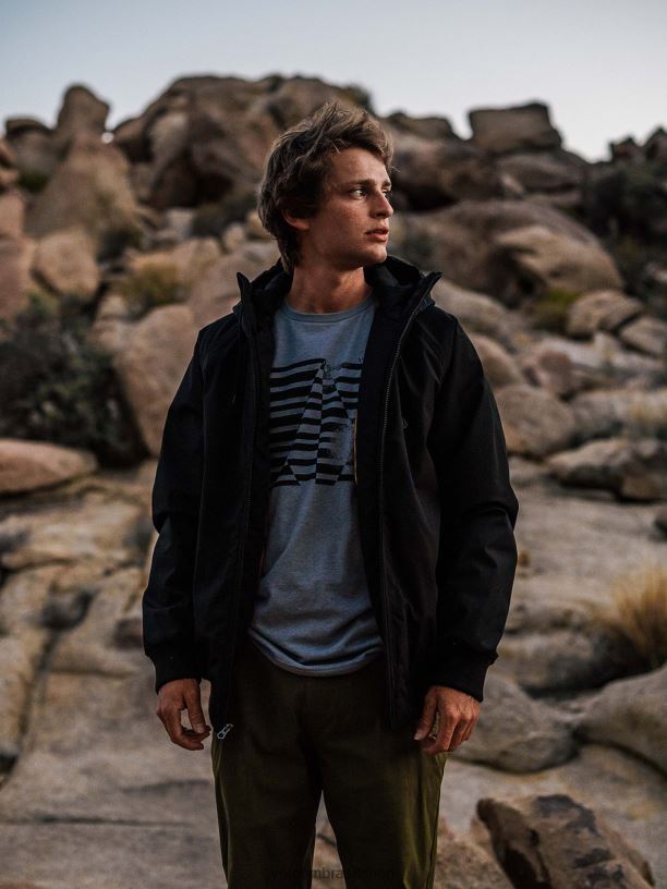 br Volcom homens roupas jaqueta hernan 5k preto 88NNJ199