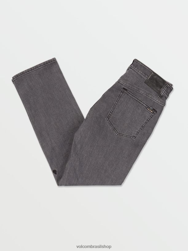br Volcom homens roupas calça jeans solver enzima cinza fácil 88NNJ356