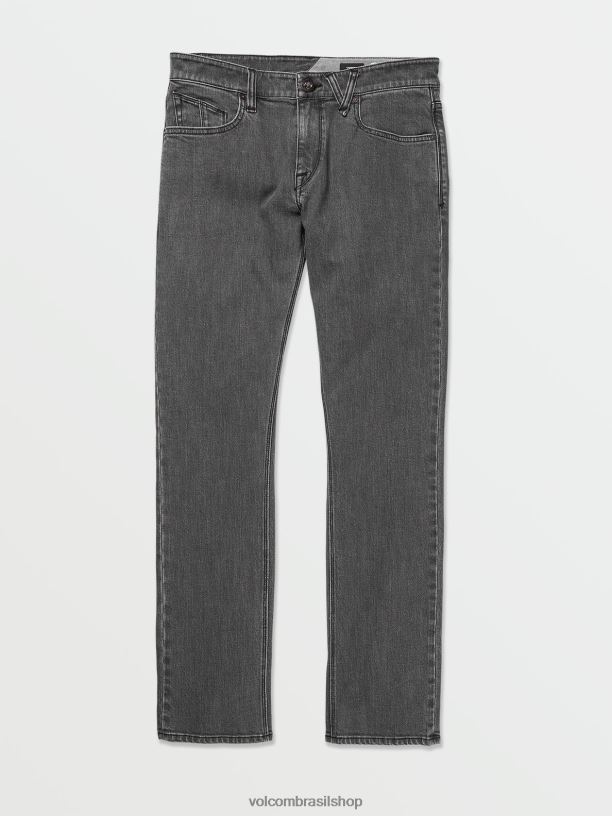 br Volcom homens roupas calça jeans vorta enzima cinza fácil 88NNJ354