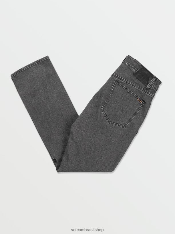br Volcom homens roupas calça jeans vorta enzima cinza fácil 88NNJ354