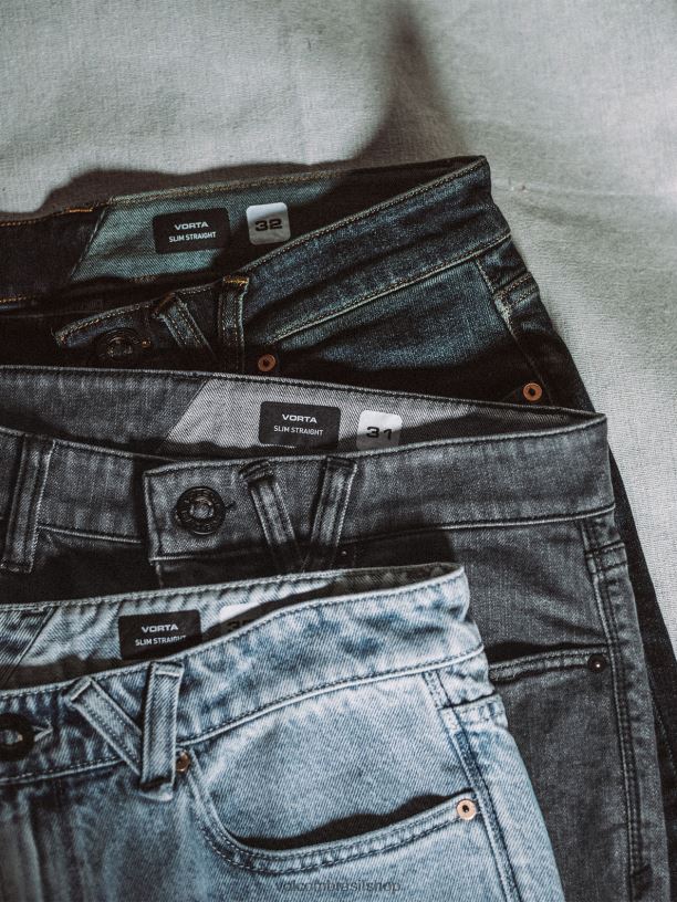 br Volcom homens roupas calça jeans vorta enzima cinza fácil 88NNJ354