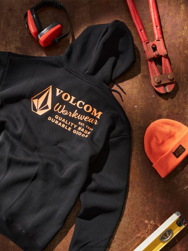 br Volcom homens roupas moletom com capuz para roupa de trabalho preto 88NNJ178