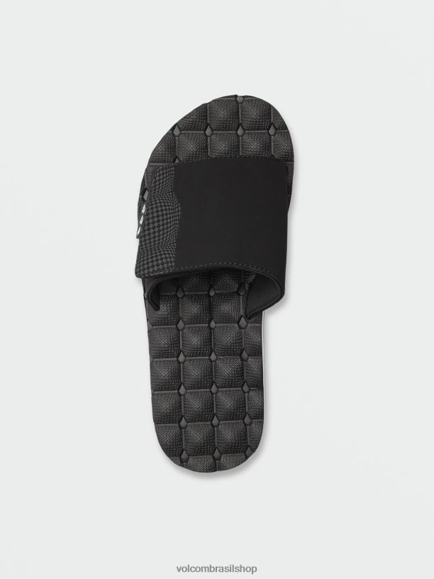 br Volcom homens calçados sandálias deslizantes reclináveis Preto branco 88NNJ587