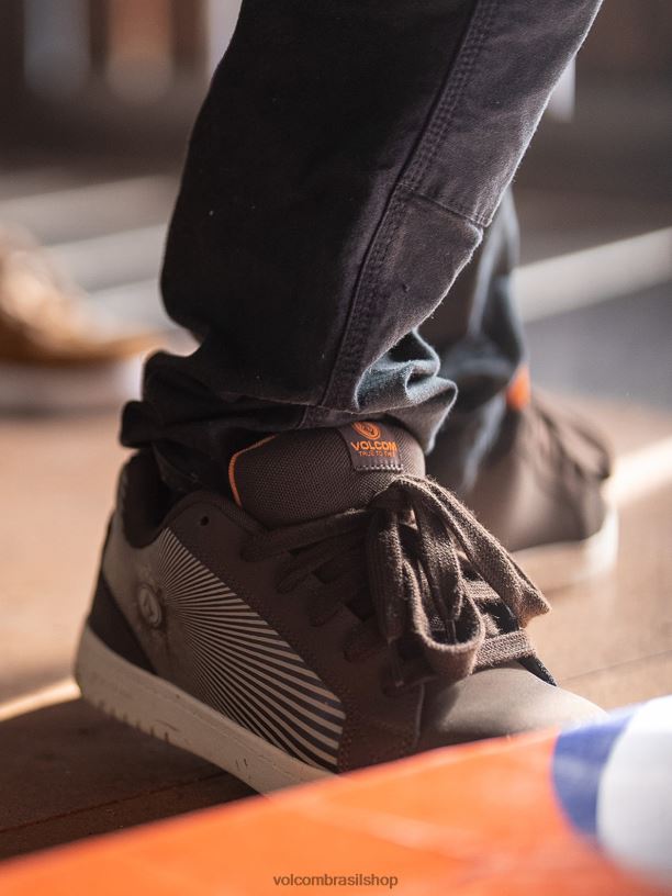 br Volcom homens calçados sapatos de arte op de pedra para roupas de trabalho marrom escuro 88NNJ628