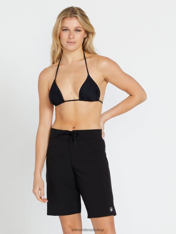 br Volcom mulheres roupas calções de banho de 11" simplesmente sólidos preto 88NNJ1097