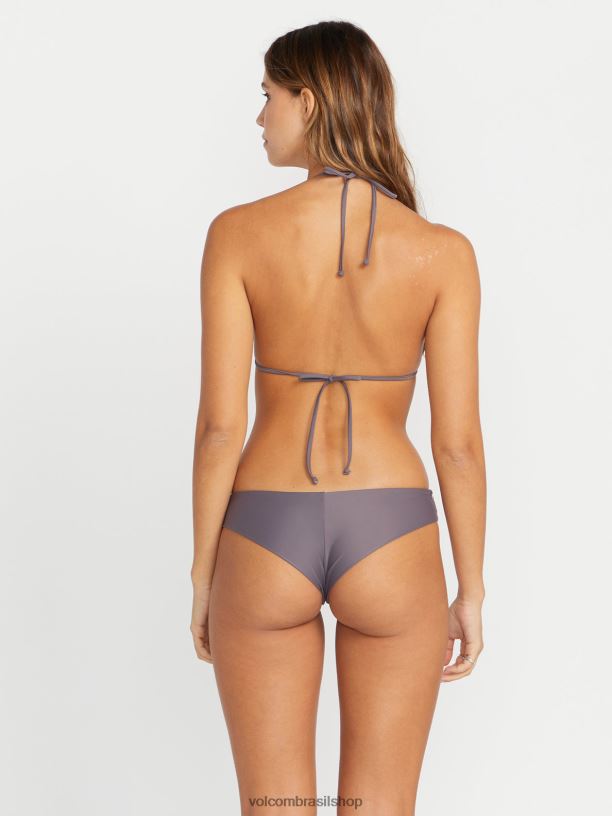 br Volcom mulheres roupas calcinha de biquíni simplesmente lisa ardósia cinza 88NNJ1056
