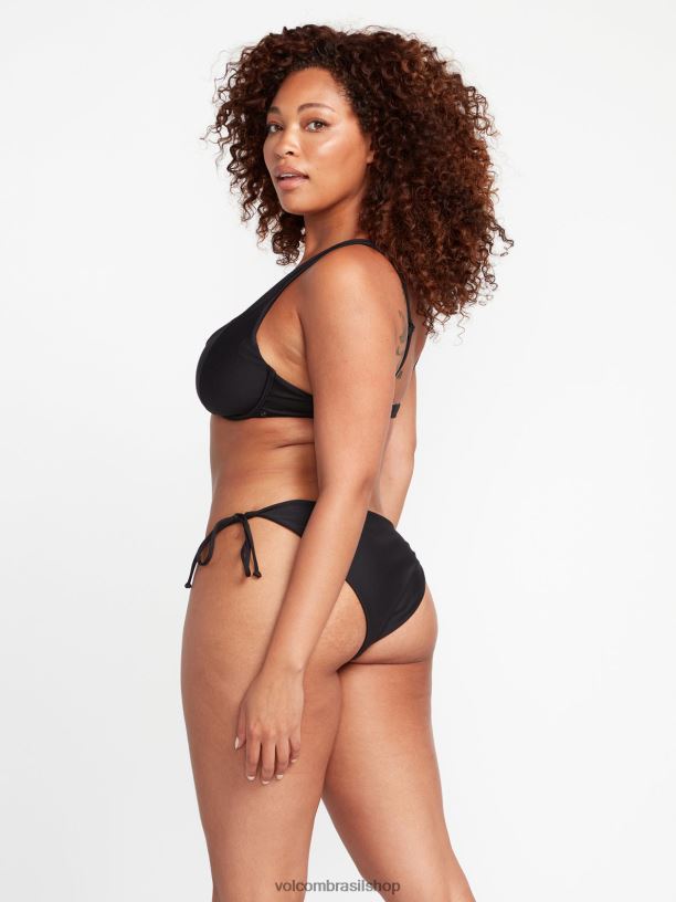 br Volcom mulheres roupas calcinhas de biquíni simplesmente sem costura preto 88NNJ1082