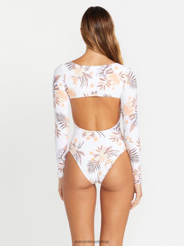 br Volcom mulheres roupas maiô de coco branco 88NNJ1087