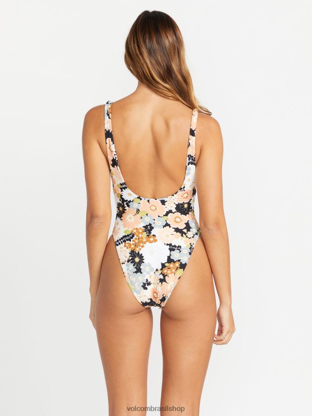 br Volcom mulheres roupas maiô de uma peça em pó de ouro multi 88NNJ1088
