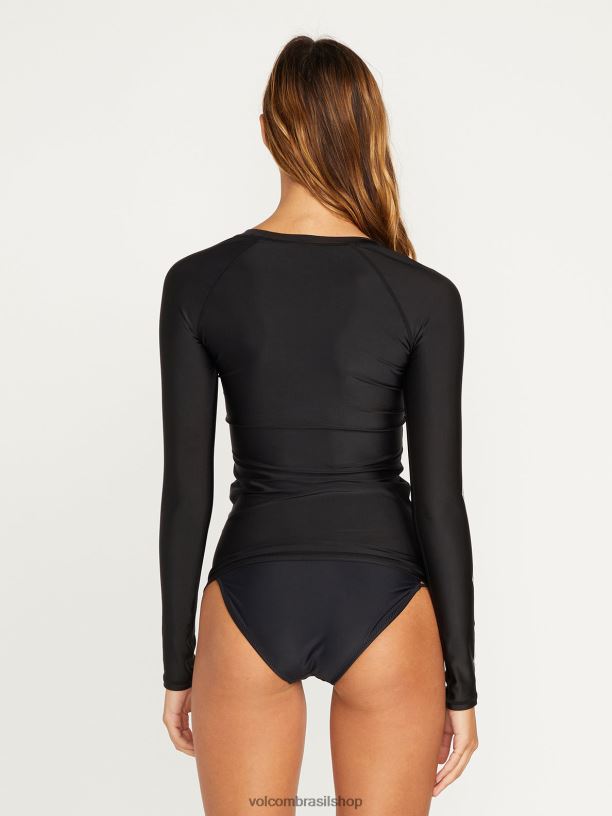 br Volcom mulheres roupas simplesmente core manga longa 50 upf rashguard preto 88NNJ1105
