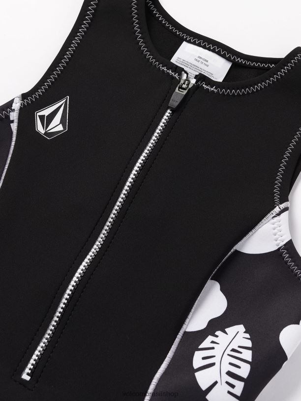 br Volcom mulheres roupas modulador 1mm zip frontal curto john wetsuit preto 88NNJ1113