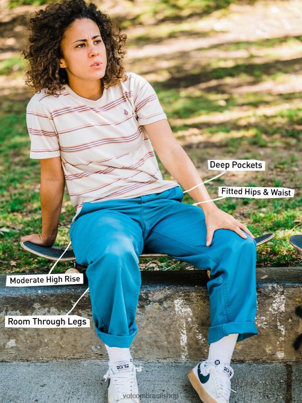 br Volcom mulheres roupas calça de skate thisthatthem porto azul 88NNJ906