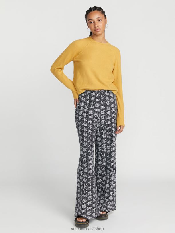 br Volcom mulheres roupas calça margarida preto 88NNJ926