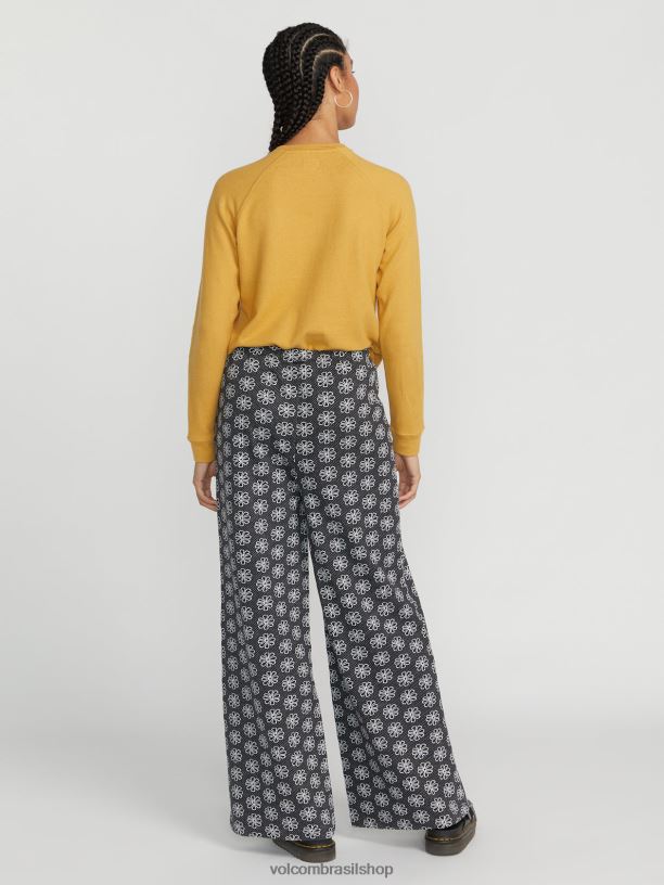 br Volcom mulheres roupas calça margarida preto 88NNJ926