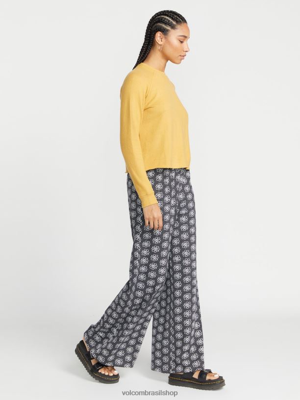 br Volcom mulheres roupas calça margarida preto 88NNJ926