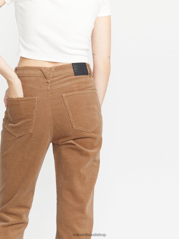 br Volcom mulheres roupas calça reta apedrejada moca 88NNJ917