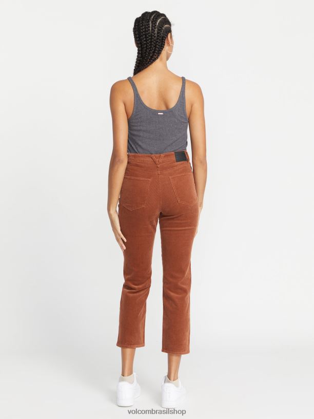 br Volcom mulheres roupas calça reta apedrejada noz-moscada 88NNJ923