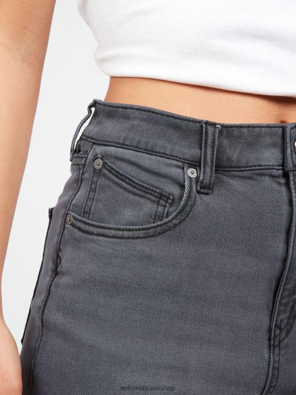 br Volcom mulheres roupas calça reta apedrejada preto vintage 88NNJ935