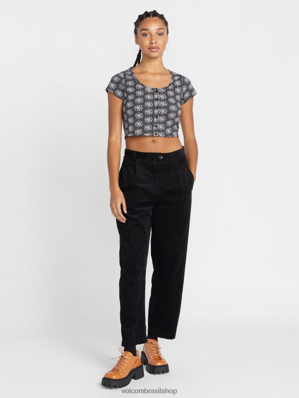 br Volcom mulheres roupas calças de cordão de histona preto 88NNJ915