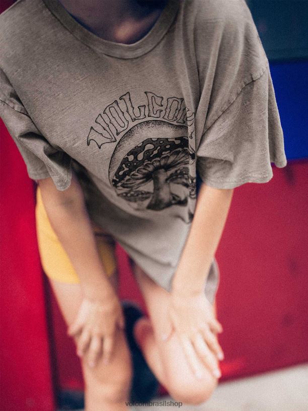 br Volcom mulheres roupas camisa de manga curta turnt n queimado ardósia cinza 88NNJ786