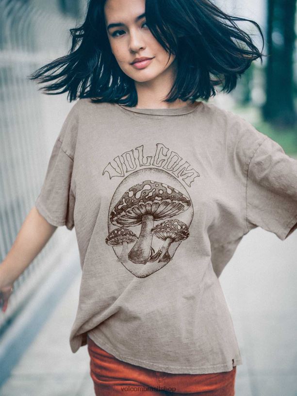 br Volcom mulheres roupas camisa de manga curta turnt n queimado ardósia cinza 88NNJ786