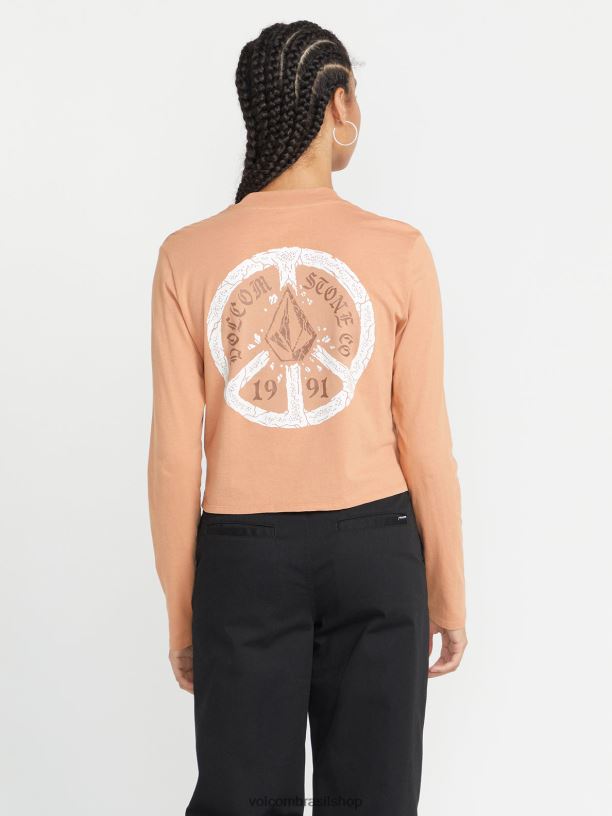 br Volcom mulheres roupas camisa de manga longa com discagem de bolso argila 88NNJ790